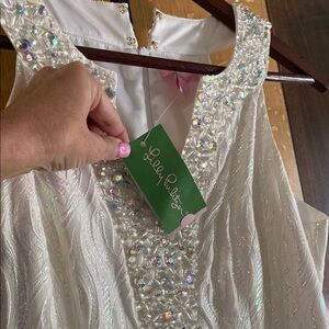 White Sequin Embellished Dress